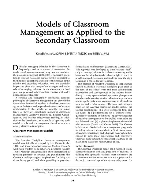 D095 Models of Classroom Management - 36 ifficulty managing behavior in ...