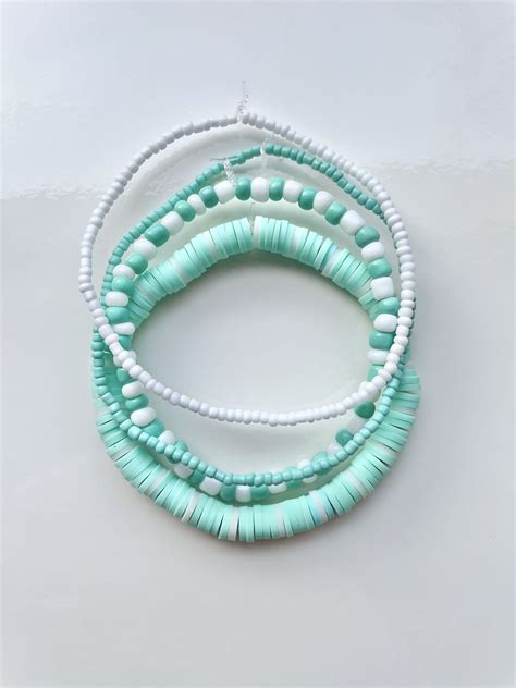 The beach waves bracelet stack in 2024 | Clay bead necklace, Beaded ...