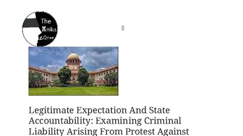 Legitimate Expectation & State Accountability: Criminal Liability in ...