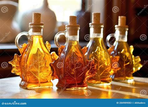 Glass Bottles Filled with Golden Maple Syrup Stock Illustration ...
