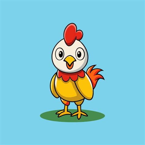 Adorável ilustração vetorial de desenho animado de uma galinha de pé ...