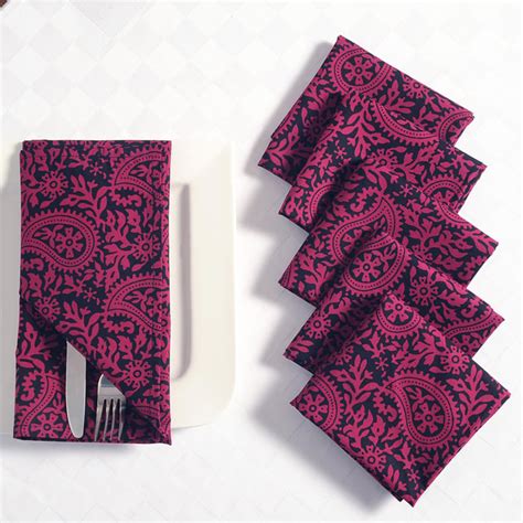 Buy SWAYAM Printed Napkins - Set Of 6 from Swayam at just INR 599.0