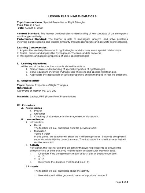 Mathematics 9 Lesson Plan 的图像结果