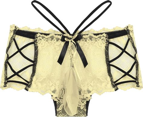 Buy Alvivi Mens Sissy Micro G-String Thong Panties Sheer Mesh Floral ...