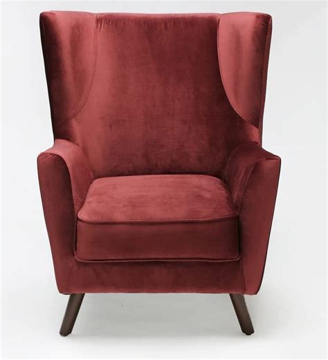 SNF WOOD STYLE Wing Chair for Living Room, Bed Room Velvet Wing Back ...