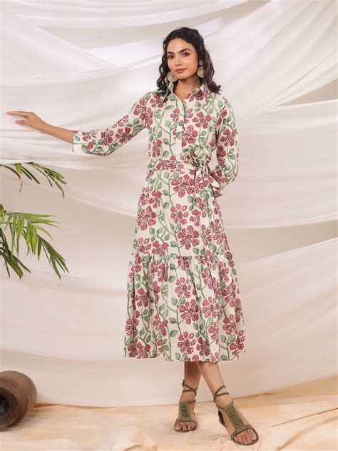 Shop Traditional Jaipuri Cotton Print Maxi Dresses Online | Jaipur Morni