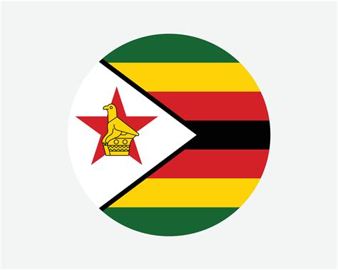 Zimbabwe Round Country Flag. Zimbabwean Zimbo Circle National Flag. Republic of Zimbabwe ...