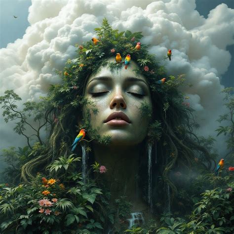 Earth Goddess of the Amazonian Rainforest in Seren... - AI Art