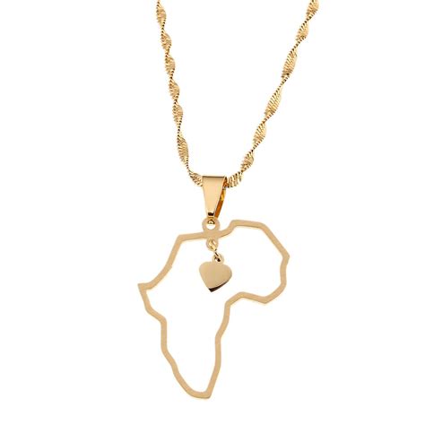 Buy CB Gold JewelryAfrican Pendant Necklace Jewelry Heart Charm of Africa Continent Jewelry ...