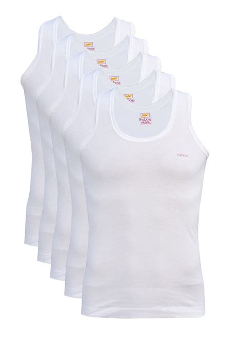 Buy Dollar Bigboss Men's Cotton Vest (Pack of 5) (DB04M_White_85) at ...