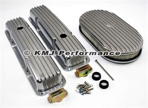 350 Valve Covers Aluminum Polished Aluminum Short Retro Finned Valve ...
