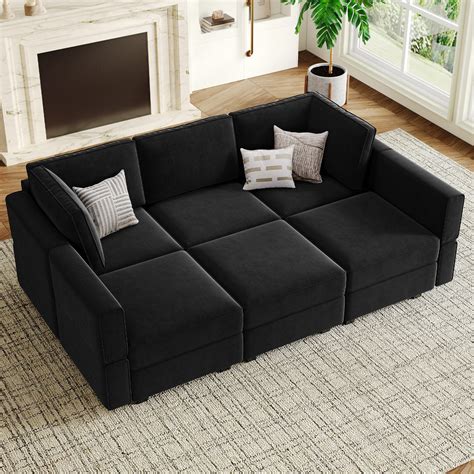 Teangela 6 Storage Ottomans Sleeper - Velvet Sofa Bed Modular Sectiona ...