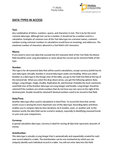 Access Database Data Type Tutorial 的图像结果