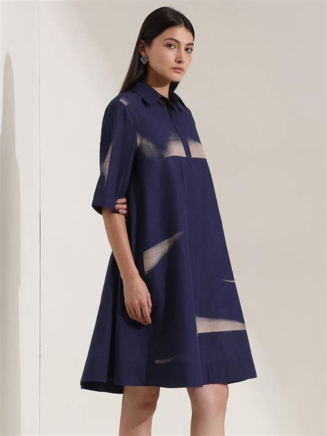 Buy Navy Blue Cotton Geometric A Online | Pink Fort