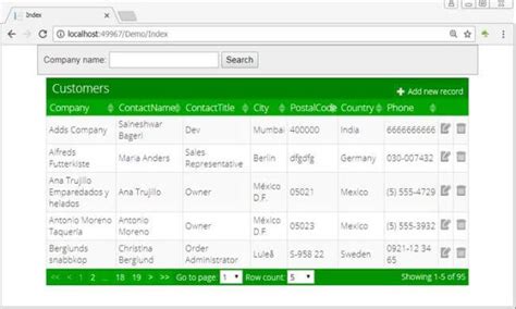 Image result for Create Table in Web Page Using ASP MVC