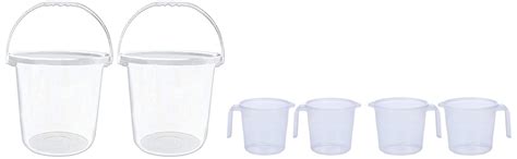 Kuber Industries 2 Pieces Bathroom Bucket 16 LTR (White) & 2 Pieces ...