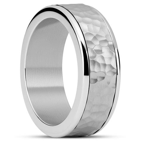 Enthumema | 1/3" (8 mm) Hammered Silver-tone Stainless Steel Fidget ...