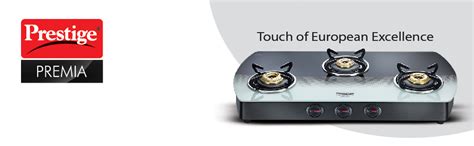 Prestige Premia Glass 3 Burner Gas Stove (Black and White) & Omega ...