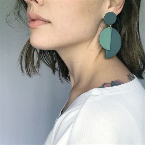 The Claire in green | handmade earrings | Polymer clay jewelry ...