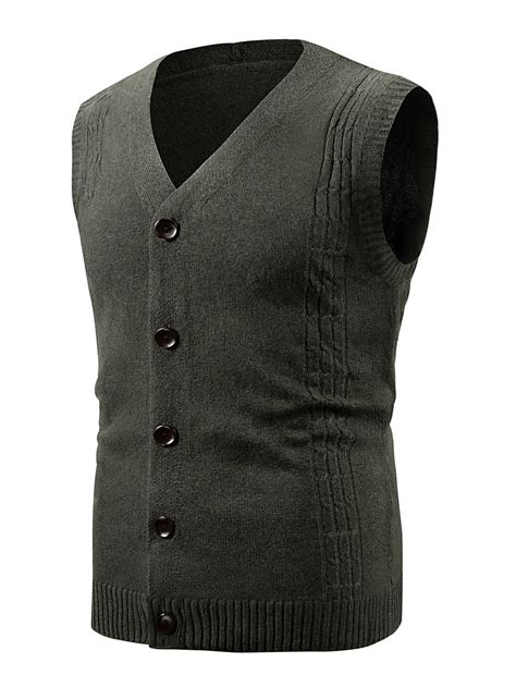 Men Solid Button Front Sweater Vest in 2024 | Knitwear men, Vest, Mens vest