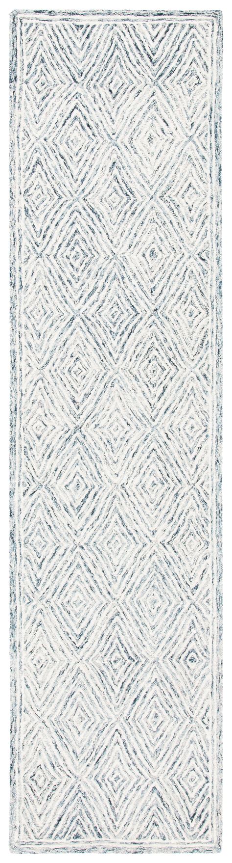 SAFAVIEH Capri Blair Diamond Wool Runner Rug, Ivory/Blue, 2'3" x 9 ...
