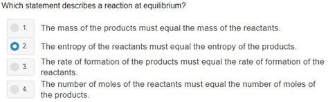 Which statement describes a reaction at equilibrium - Brainly.in