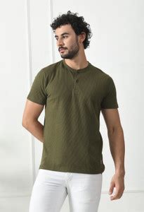 JUGAADISM Solid Men Henley Neck Green T-Shirt - Buy JUGAADISM Solid Men ...