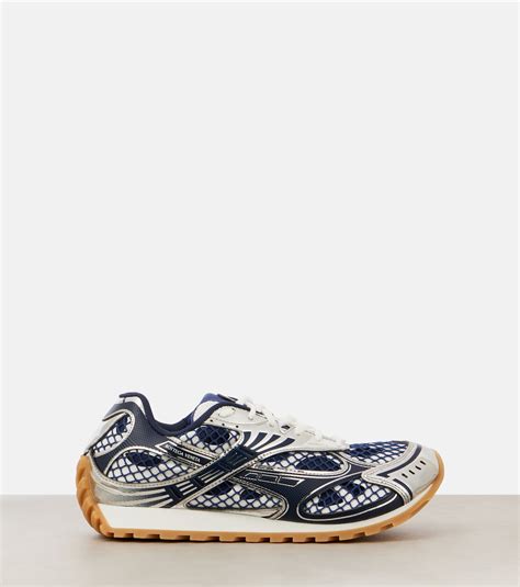 Orbit leather-trimmed sneakers in blue - Bottega Veneta | Mytheresa