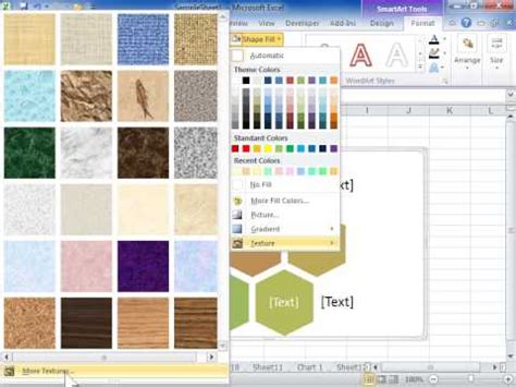 Excel 2010 Use a Texture as Background for a SmartArt Graphic - YouTube