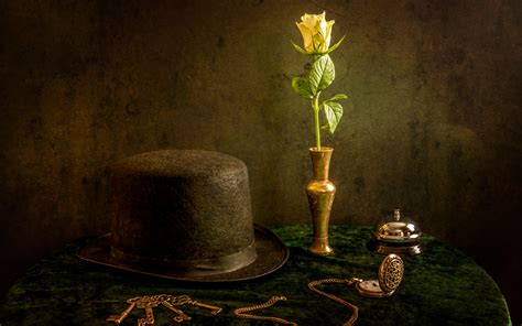 Download wallpaper flower, watch, hat, still life, keys, call, section ...
