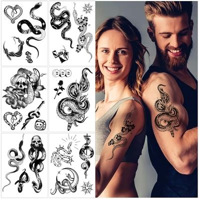 Konsait Snake Temporary Tattoo, 6 Sheets Arms Fake India | Ubuy
