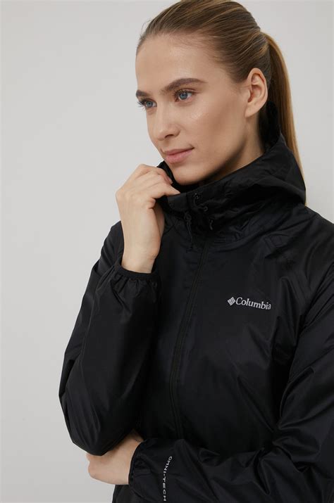 Columbia rain jacket Ulica Jacket women's black color at PRM US