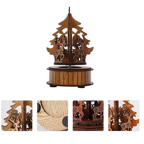 Buy Hemoton Box Music Boxes Christmas Wood Musical Presents Gift ...