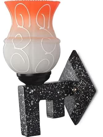 Somil Attractive Black and White Wooden Wall Lamp with Colorful Glass ...