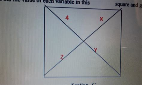 15. Find the value of each variable in this square and give reason for ...
