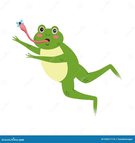 Frog eating fly jumping stock illustration. Illustration of isolated ...