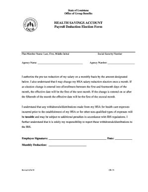 HSA Payroll Deduction Election Form - Louisiana State University - Lsu ...