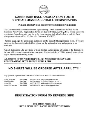 Baseball Registration Form Template Word | pdfFiller