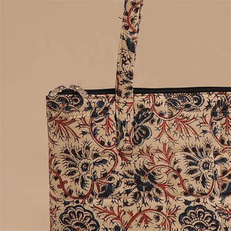 Beige Handcrafted Quilted Cotton Handbag