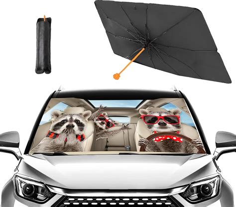 Buy CHILL·TEK Funny Animals Car Windshield Umbrella, Raccoons Sun Shade Umbrellas for Car Front ...