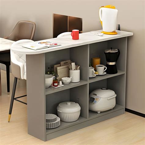 Modern Rectangle Manufactured Wood Storage Bar Table with Pedestal ...