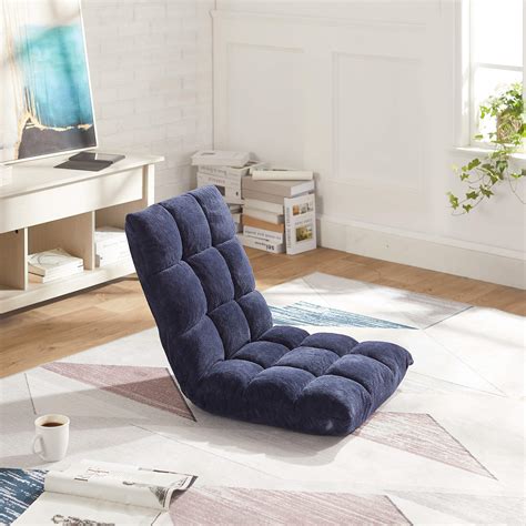 Amazon Basics Adjustable 14-Position 41-inch Memory Foam Floor Chair - Navy
