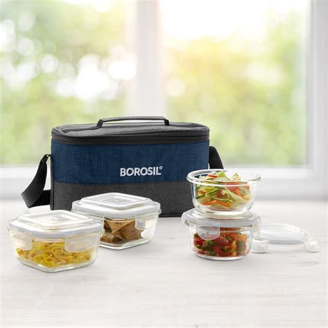 Buy Borosil Elite Universal Borosilicate Glass Lunch Box Set of 4, (320 ...