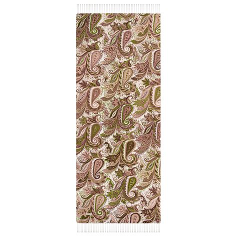 Khaki Paisley Print Silk Scarf | Ipekevi