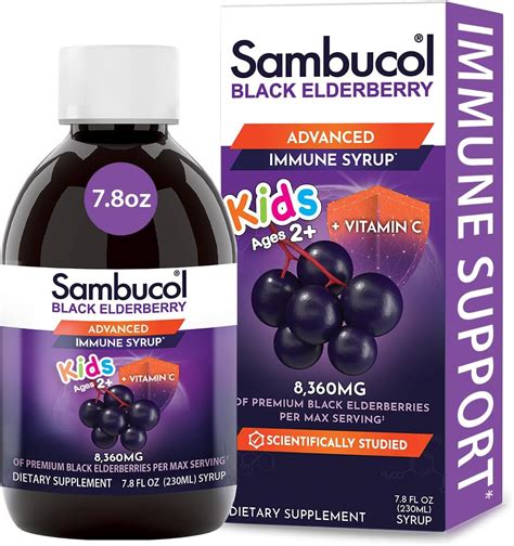 Sambucol Black Elderberry Syrup for Kids - Kids Elderberry Syrup, Added ...