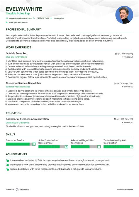 10+ Outside Sales Representative Resume Samples & Templates for 2025