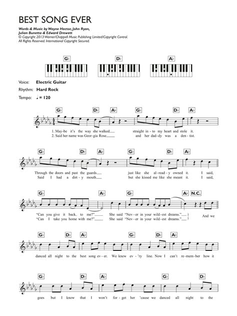 Best Song Ever by One Direction Sheet Music for Piano Chords/Lyrics at ...