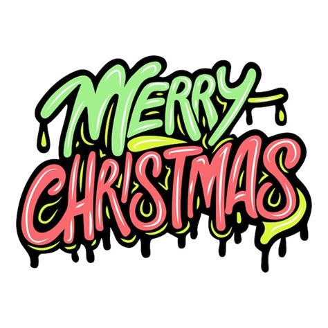 Merry christmas graffiti lettering typography art illustration ...