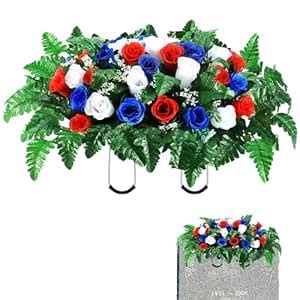 Buy Solsew Artificial Cemetery Flowers Headstone Flower Saddle for ...