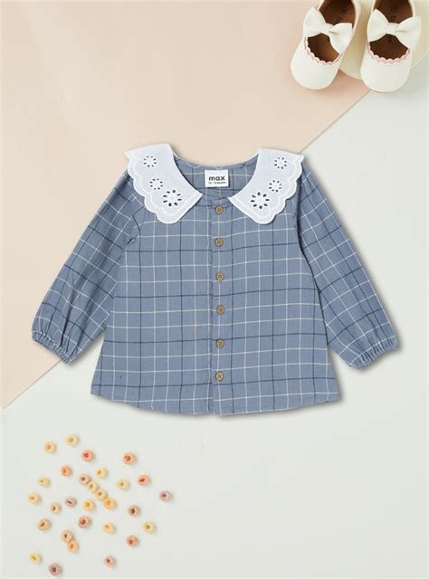 Buy Girls Checked Peterpan Collar Top Online at just Rs. 449.0 ...